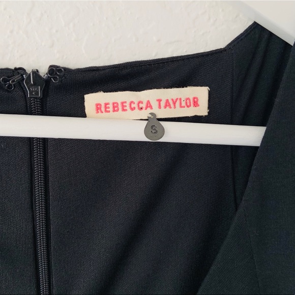 Rebecca Taylor Little Black Dress Midi Ruched Small - Picture 5 of 9